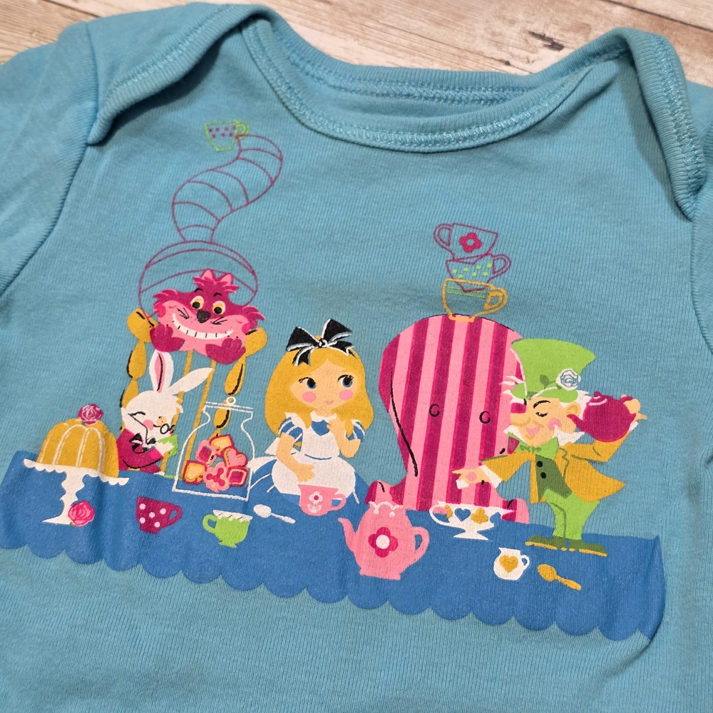 Disney Teal Alice in Wonderland Baby Onesie